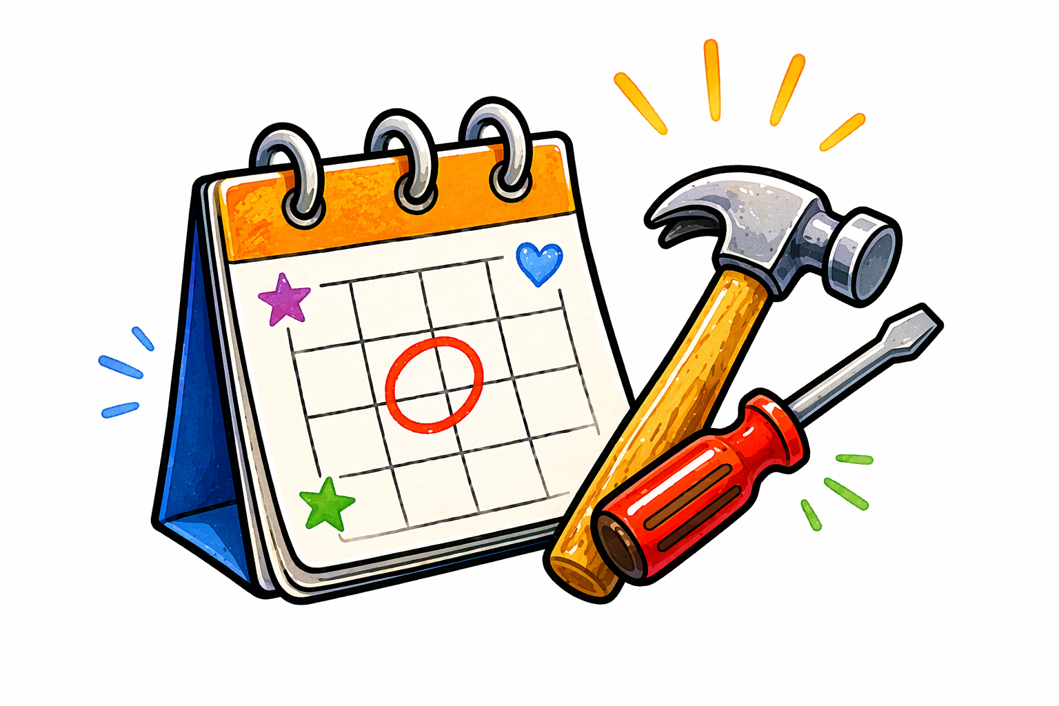 Kalender mit Werkzeugen