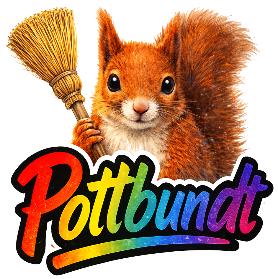 Pottbundt-Logo mit Eichhörnchen und Besen