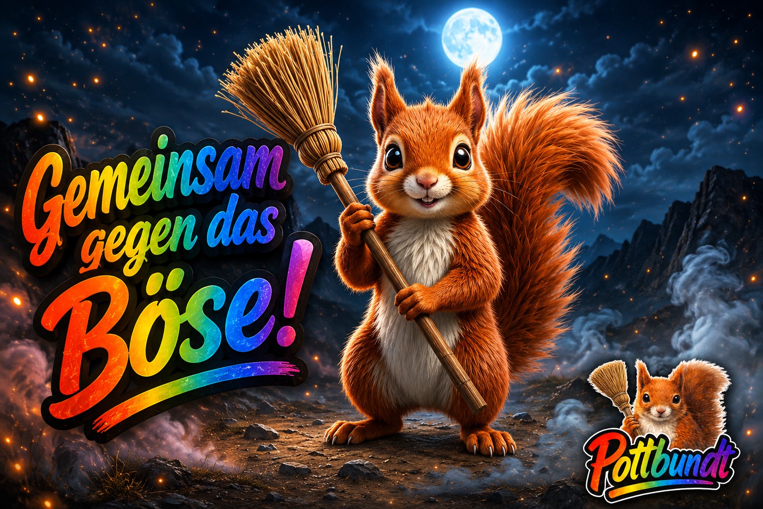 Symbolbild zur Pottbundt-Hymne mit Eichhörnchen, Büdchen und Ruhrgebietsatmosphäre