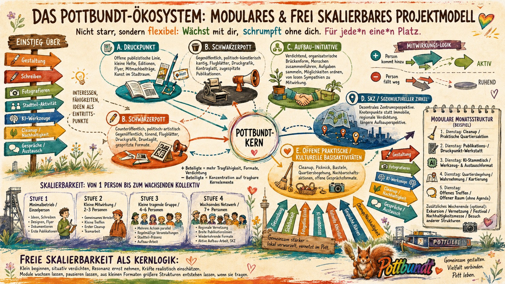 Infografik zum modularen und frei skalierbaren Pottbundt-Ökosystem